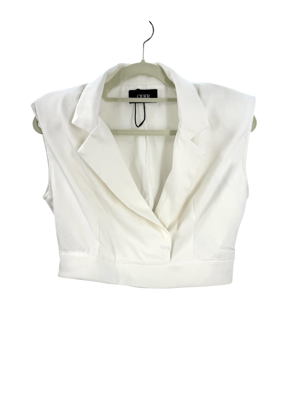Cider Ivory Cropped Blazer Vest Sleeveless Tailored Boss Babe Top Size M